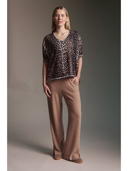 Cotton Candy Koszulka w kolorze jasnobrązowo-czarnym rozmiar: XL. Brązowe bluzki damskie Cotton Candy, xl, bez wzorów, bez kołnierzyka, bez ramiączek. Za 104.39 zł.