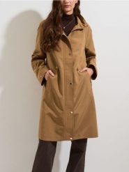 Długa parka z kapturem - beżowy. Brązowe parki damskie Sinsay, l, bez wzorów. Za 119.99 zł.