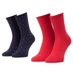 Skarpety długie Tommy Hilfiger. Niebieskie skarpetki damskie Tommy Hilfiger, bez wzorów. Za 39.99 zł.