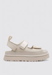 Sandały Ugg Australian W Złotym Świecie Damskie. Białe sandały damskie Ugg, bez wzorów, z materiału, bez obcasa, na platformie. Za 523.99 zł.