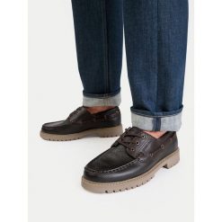 Półbuty Guess Jeans. Brązowe półbuty męskie Guess Jeans, z jeansu, bez zapięcia. Za 399.99 zł.