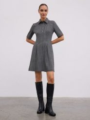 BGN Sukienka w kolorze czarno-szarym rozmiar: 40. Czarne sukienki damskie BGN, na imprezę, bez wzorów, bez kołnierzyka, bez ramiączek, midi. Za 147.91 zł.
