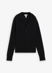 Sweter kaszmirowy z certyfikatem Good Cashmere Standard®. Czarne swetry klasyczne damskie bonprix, z kaszmiru, bez kołnierzyka. Za 379.99 zł.