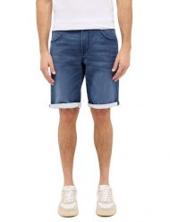 Męskie szorty Mustang Style Chicago Shorts Z Dark Sapphire 1016351 4136. Niebieskie szorty męskie Mustang, z jeansu, bez kołnierzyka. Za 159.99 zł.