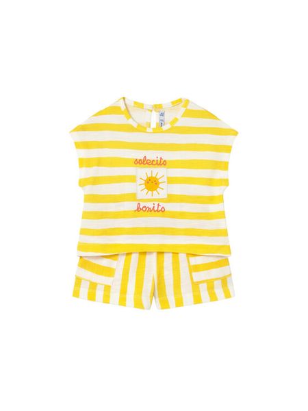 Mayoral Komplet t-shirt i spodenki 1208 Żółty Regular Fit. Żółte koszulki dziewczęce Mayoral, m, bez wzorów, z bawełny, bez ramiączek. Za 114.99 zł.