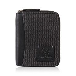 Portfel męski w orientacji poziomej czarny bawełniany canvas i skóra naturalna Paolo Peruzzi AY-06-BL. Czarne portfele męskie Paolo Peruzzi, bez wzorów, z bawełny. Za 69.00 zł.