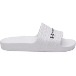 Klapki damskie Under Armour. Białe klapki damskie Under Armour, bez wzorów, bez obcasa. Za 152.50 zł.