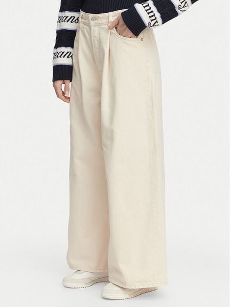 Tommy Jeans Jeansy DW0DW22409 Kremowy Loose Fit. Białe jeansy damskie Tommy Jeans. Za 449.99 zł.