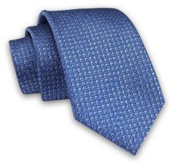 Niebieski Elegancki Męski Krawat -ALTIES- 7cm, Stylowy, Klasyczny, w Drobny Rzucik. Niebieskie krawaty i muchy męskie Alties, bez wzorów, z tkaniny, eleganckie. Za 49.00 zł.