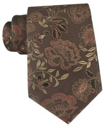 Brązowy Krawat ze Wzorem w Duże Kwiaty - Chattier. Brązowe krawaty i muchy męskie Chattier, bez wzorów, z tkaniny, eleganckie. Za 55.00 zł.