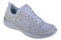 Buty do chodzenia damskie Skechers Summits Suited. Białe buty sportowe na co dzień damskie Skechers, bez wzorów, z materiału, na fitness i siłownię. Za 224.10 zł.