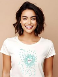 WOOOP Koszulka "Happy Hearts" w kolorze białym rozmiar: M. Białe bluzki damskie Wooop, m, bez wzorów, z bawełny, bez kołnierzyka, bez ramiączek. Za 56.99 zł.