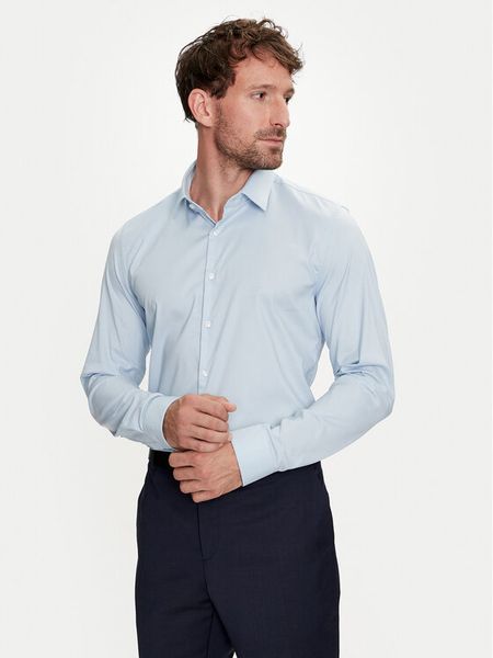 Calvin Klein Koszula K10K113182 Niebieski Slim Fit. Niebieskie koszule męskie CALVIN KLEIN, m, bez wzorów, z syntetyku, bez kołnierzyka, bez ramiączek. Za 229.99 zł.