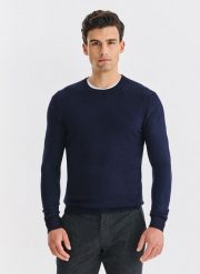 PAKO LORENTE - Granatowy sweter męski. Niebieskie swetry męskie Pako Lorente, na jesień, m, bez wzorów, z nylonu, bez kołnierzyka. Za 99.99 zł.