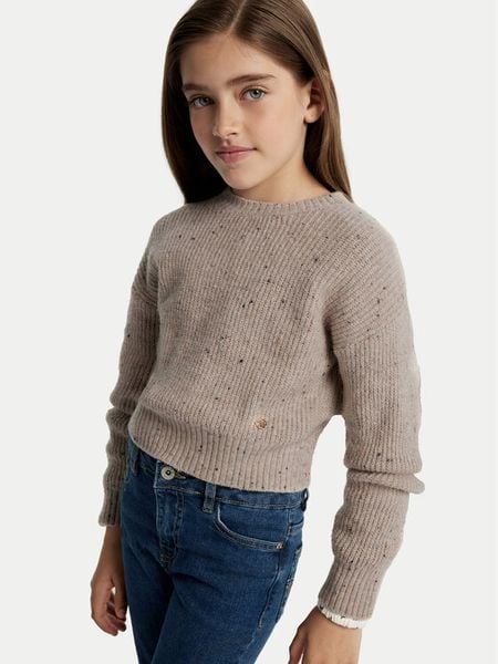 Mayoral Sweter 7305 Brązowy Regular Fit. Brązowe swetry dziewczęce Mayoral, bez wzorów, z syntetyku, bez kołnierzyka. Za 89.99 zł.