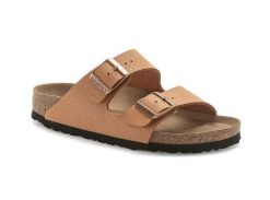 Unisex sandały Birkenstock Arizona Birkibuc Vegan brązowe wąskie 1025046. Brązowe sandały męskie Birkenstock, z materiału, bez zapięcia. Za 309.00 zł.