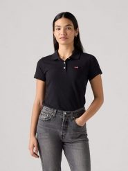 Levi's Koszulka polo w kolorze czarnym rozmiar: L. Czarne bluzki damskie Levi's, l, bez wzorów, bez kołnierzyka, bez ramiączek. Za 93.07 zł.
