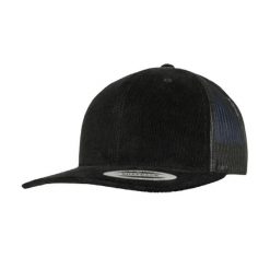 Retro Sztruksowa Czapka Z Daszkiem. Czarne czapki z daszkiem damskie FLEXFIT, bez wzorów, ze sztruksu. Za 68.99 zł.