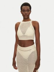 Guess Top E5GP02 Z3N30 Écru Regular Fit. Topy sportowe damskie Guess, xl, z aplikacjami, z syntetyku, bez ramiączek. Za 229.99 zł.