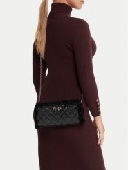 Guess Torebka Cristi Mini HWTG81 39720 Czarny. Czarne torebki wieczorowe Guess, z aplikacjami, ze skóry, wizytowe, bez kołnierzyka, bez ramiączek. Za 289.99 zł.