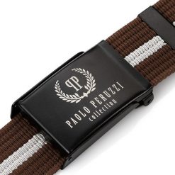 Pasek parciany PAOLO PERUZZI PW-15-105 cm brązowy. Brązowe paski męskie Paolo Peruzzi, bez wzorów, z materiału. Za 34.99 zł.