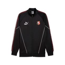 Kurtka dresowa RB Salzburg 2025/26. Czarne kurtki męskie Puma, bez wzorów, z dresówki, sportowe, bez kaptura. Za 422.50 zł.