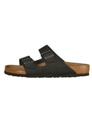 Birkenstock Skórzane klapki "Arizona" w kolorze czarnym rozmiar: 43. Czarne klapki damskie Birkenstock, bez wzorów, bez obcasa. Za 413.86 zł.