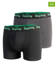 Replay Underwear Bokserki (2 pary) w kolorze szarym i czarnym rozmiar: XL. Czarne bokserki męskie Replay Underwear, bez wzorów. Za 43.99 zł.