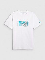 4F T-shirt regular z nadrukiem męski - biały S. Białe t-shirty męskie 4f, m, bez wzorów, z bawełny, bez kołnierzyka. Za 69.99 zł.