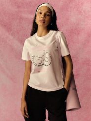 4F T-shirt relaxed z nadrukiem damski - różowy L. Czerwone t-shirty damskie 4f, l, bez wzorów, z bawełny, bez kołnierzyka. Za 69.99 zł.