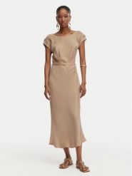 Guess Sukienka codzienna W6GK50 W1950 Beżowy ciemny Regular Fit. Brązowe sukienki damskie Guess, na co dzień, xxl, z aplikacjami, z lyocellu, bez kołnierzyka, bez ramiączek, proste. Za 591.99 zł.