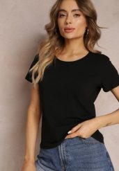 Czarny Bawełniany T-shirt Melinthe. Czarne t-shirty damskie Renee, l, bez wzorów, z bawełny, bez kołnierzyka. Za 24.99 zł.