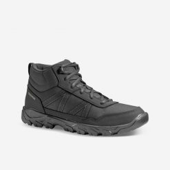 Buty turystyczne męskie Quechua NH100 Mid. Brązowe buty trekkingowe męskie QUECHUA, z materiału, przed kolano, bez zapięcia, outdoorowe. Za 89.99 zł.