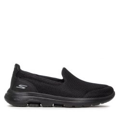 Półbuty Skechers. Czarne półbuty damskie Skechers, bez wzorów, bez obcasa, na płaskiej podeszwie. Za 219.99 zł.