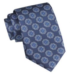 Elegancki Męski Krawat - Chattier - Granatowy, Duże Grochy. Niebieskie krawaty i muchy męskie Chattier, bez wzorów, z tkaniny, eleganckie. Za 49.00 zł.