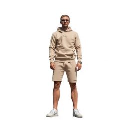 Szorty dresowe Home Wear – kolor piaskowy. Brązowe spodenki sportowe damskie HOME DELUXE, bez wzorów, z bawełny, eleganckie. Za 113.99 zł.