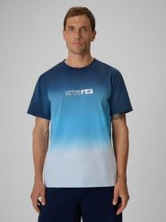 4F T-shirt regular z nadrukiem męski - granatowy XXL. Niebieskie t-shirty męskie 4f, m, bez wzorów, z bawełny, bez kołnierzyka. Za 89.99 zł.