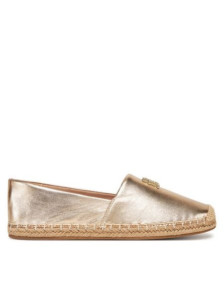 Tommy Hilfiger Espadryle FW0FW08652 Złoty. Żółte espadryle damskie Tommy Hilfiger, bez wzorów, ze skóry, bez obcasa. Za 269.99 zł.
