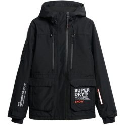 Kurtka narciarska Superdry Ultimate Rescue. Czarne kurtki narciarskie i snowboardowe damskie Superdry., m, bez wzorów, bez kaptura, narciarskie. W wyprzedaży za 1,390.20 zł.