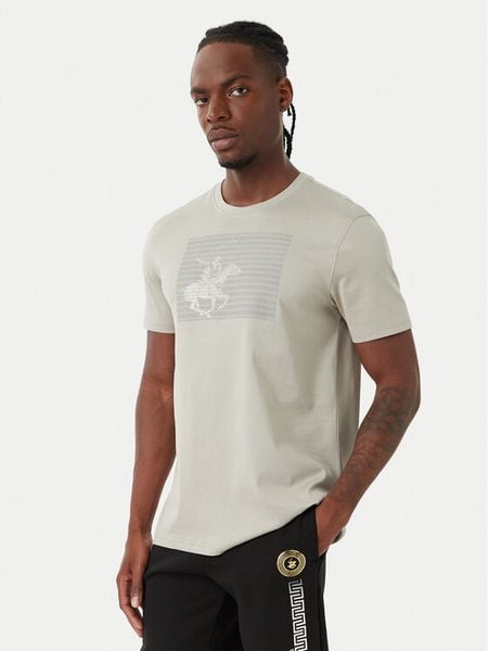 Beverly Hills Polo Club T-Shirt M1617-HR Szary Regular Fit. Szare koszulki polo męskie Beverly Hills Polo Club, m, bez wzorów, z bawełny, bez ramiączek. Za 155.99 zł.