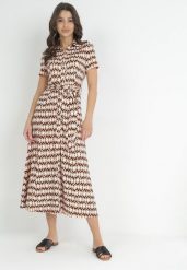 Beżowo-Bordowa Koszulowa Sukienka Maxi z Materiałowym Paskiem Rainora. Brązowe sukienki damskie Born2be, na co dzień, l, bez wzorów, z materiału, eleganckie, bez kołnierzyka, bez ramiączek, maxi, kopertowe. Za 189.99 zł.