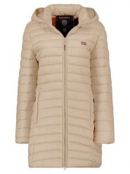Geographical Norway Płaszcz pikowany "Atika" w kolorze beżowym rozmiar: XXL. Brązowe płaszcze damskie Geographical Norway, xxl, bez wzorów. Za 192.79 zł.