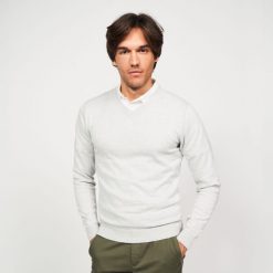 Sweter do golfa męski CW 100. Niebieskie swetry męskie INESIS, l, bez wzorów, z bawełny, bez kołnierzyka. Za 69.99 zł.