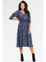 Awama Sukienka w kolorze granatowym rozmiar: S. Niebieskie sukienki damskie Awama, s, bez wzorów, bez kołnierzyka, bez ramiączek, midi. Za 119.99 zł.