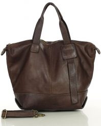 Duża torba shopper A4 z miękkiej włoskiej skóry Marco Mazzini brązowa. Brązowe shopper bag damskie bez wzorów, ze skóry, duże, bez dodatków. Za 629.99 zł.