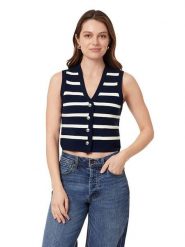 Scotch & Soda Kamizelka dzianinowa w kolorze granatowo-białym rozmiar: L. Niebieskie kamizelki damskie Scotch & Soda, l, z dzianiny. Za 143.99 zł.