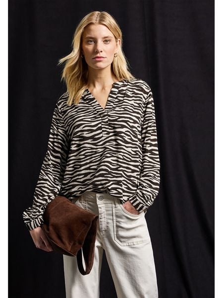 Cecil Bluzka w kolorze brązowo-białym rozmiar: 40. Białe bluzki damskie Cecil, bez wzorów, z wiskozy, bez kołnierzyka, bez ramiączek. Za 104.64 zł.