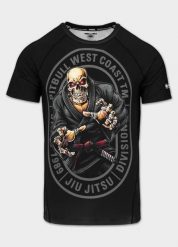 Męski Rashguard krótki PITBULL techniczna koszulka sportowa JIU JITSU. Czarne t-shirty sportowe męskie PITBULL, l, z elastanu, bez ramiączek, na fitness i siłownię. Za 179.00 zł.
