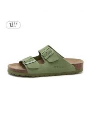 Teegu Skórzane klapki w kolorze zielonym rozmiar: 38. Zielone klapki damskie teegu, bez wzorów, bez obcasa. Za 130.99 zł.