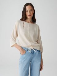 OPUS Sweter "Sollika" w kolorze kremowym rozmiar: 44. Brązowe swetry klasyczne damskie Opus, bez kołnierzyka. Za 144.95 zł.